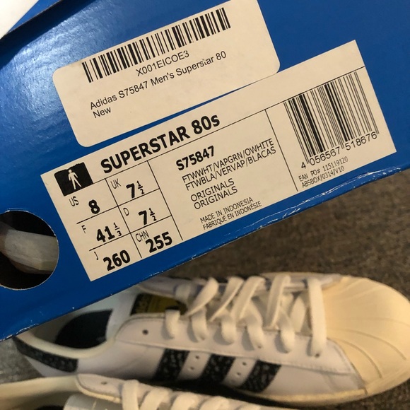 NIB Adidas White Originals Superstar 80s Lace Up Sneakers Size 8 US $120 - Picture 8 of 8